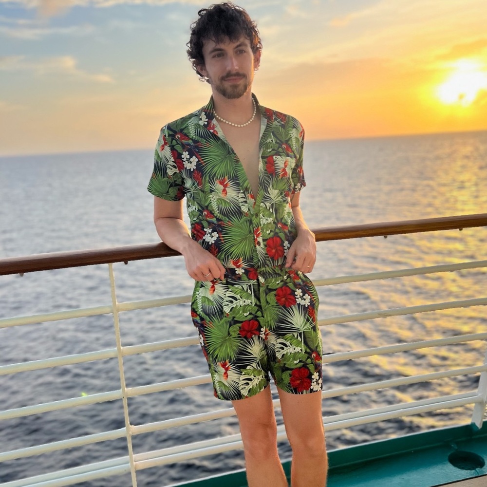RomperJack Floral men’s romper size small tropical